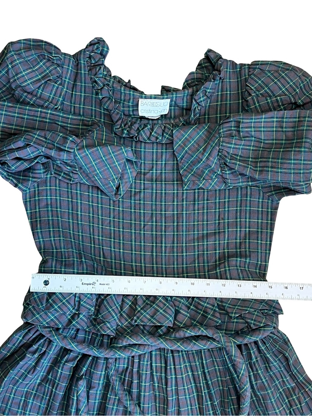 Barboglio Cristina Jan Vintage 80s S Plaid Prairie Dress Ruffle Cotton Flannel - Picture 15 of 16